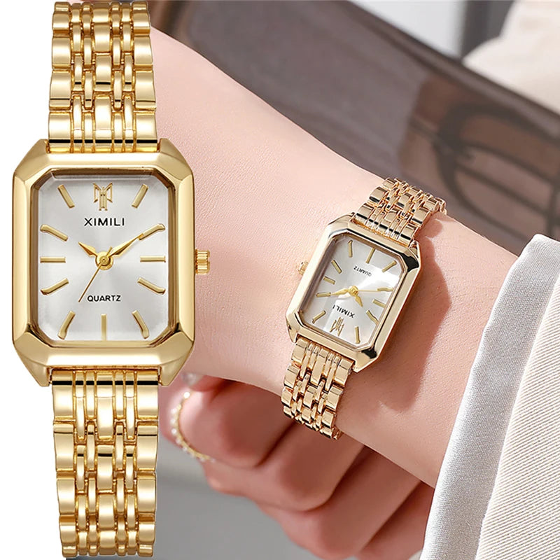 Luxury Gold Square Roman Dial Watch
