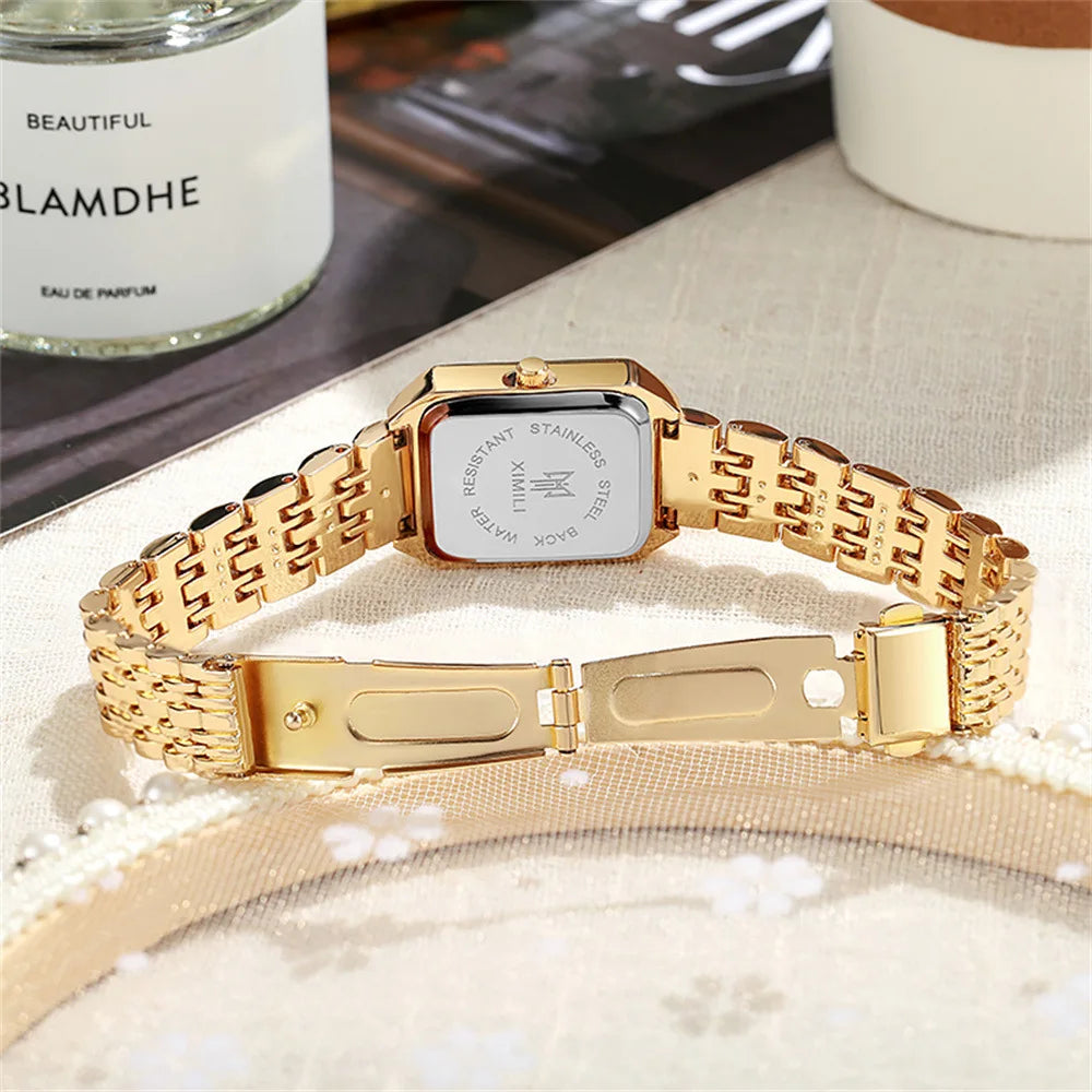 Luxury Gold Square Roman Dial Watch