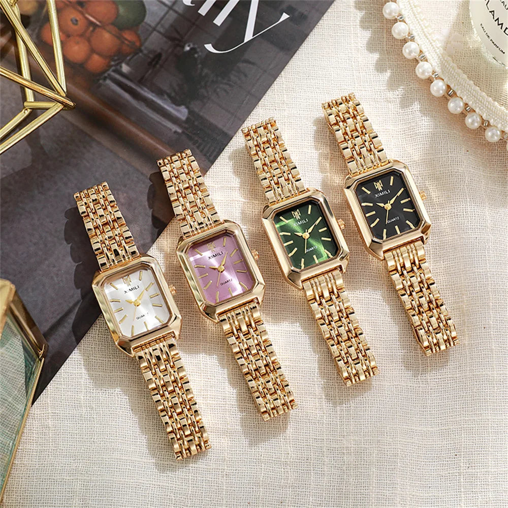 Luxury Gold Square Roman Dial Watch