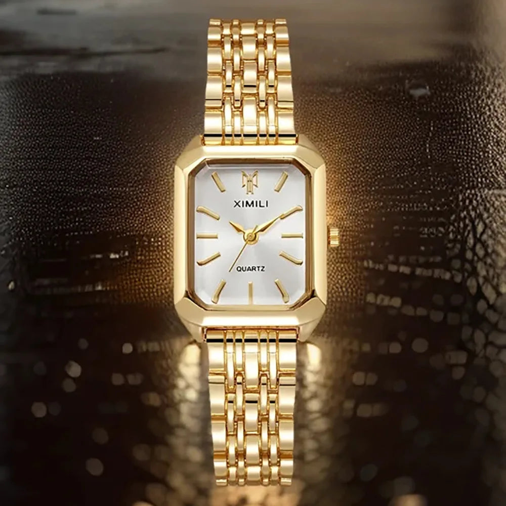 Luxury Gold Square Roman Dial Watch