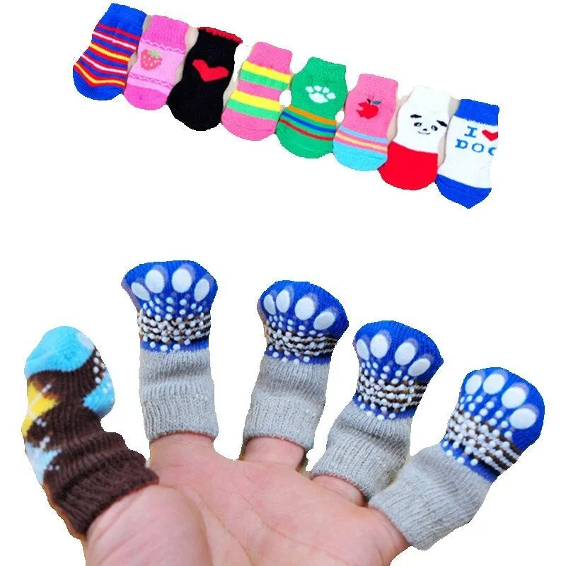 4 Pcs Set Soft Acrylic Pet Knits Socks