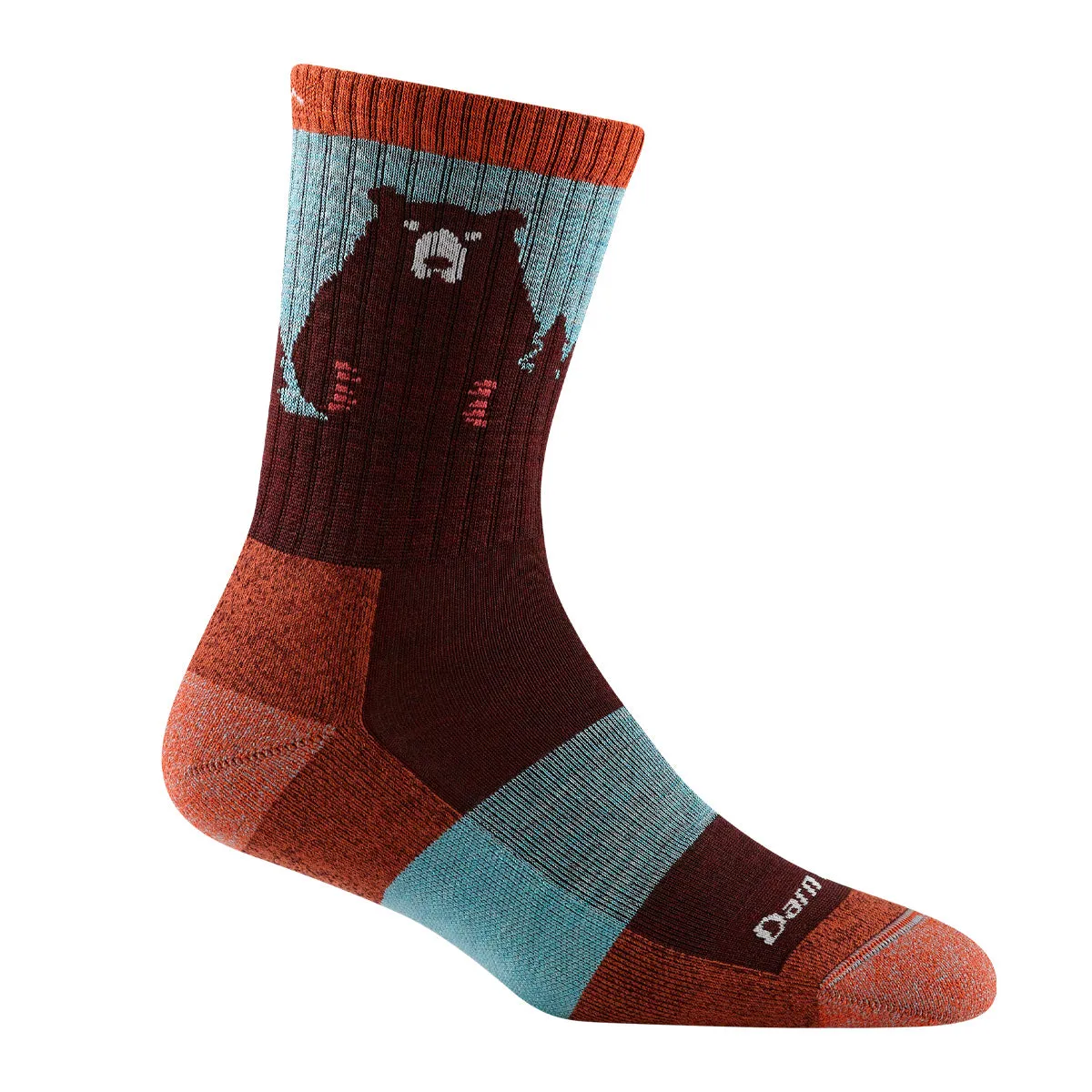 Bear Town Micro Crew Lightweight Hiking Sock - Burgundy