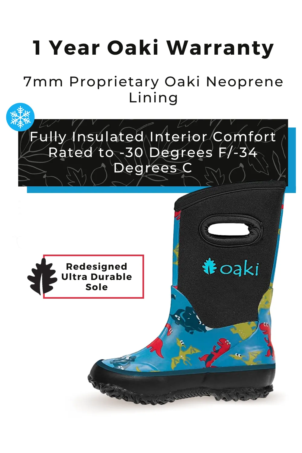 Blue Dinosaurs Neoprene Rain/Snow Boots