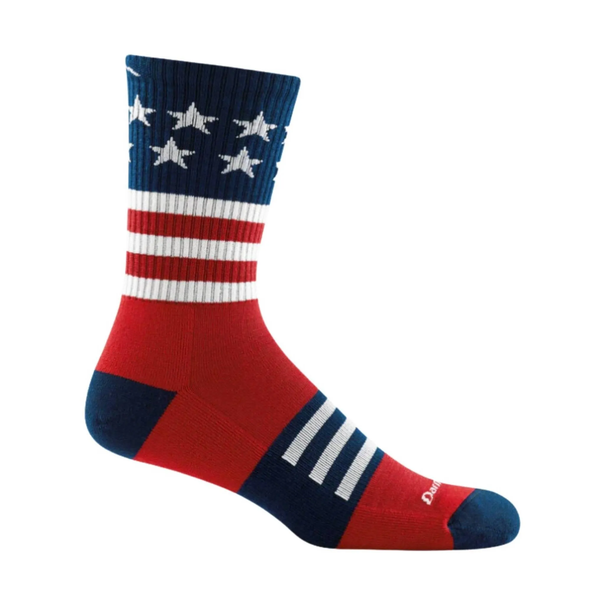 Darn Tough Vermont Men's Captain Stripe Micro Crew Lightweight Hiking Sock - Stars and Stripes