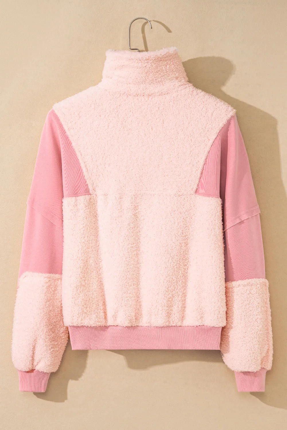 Fleece Patchwork Quarter Zip Sweatshirt