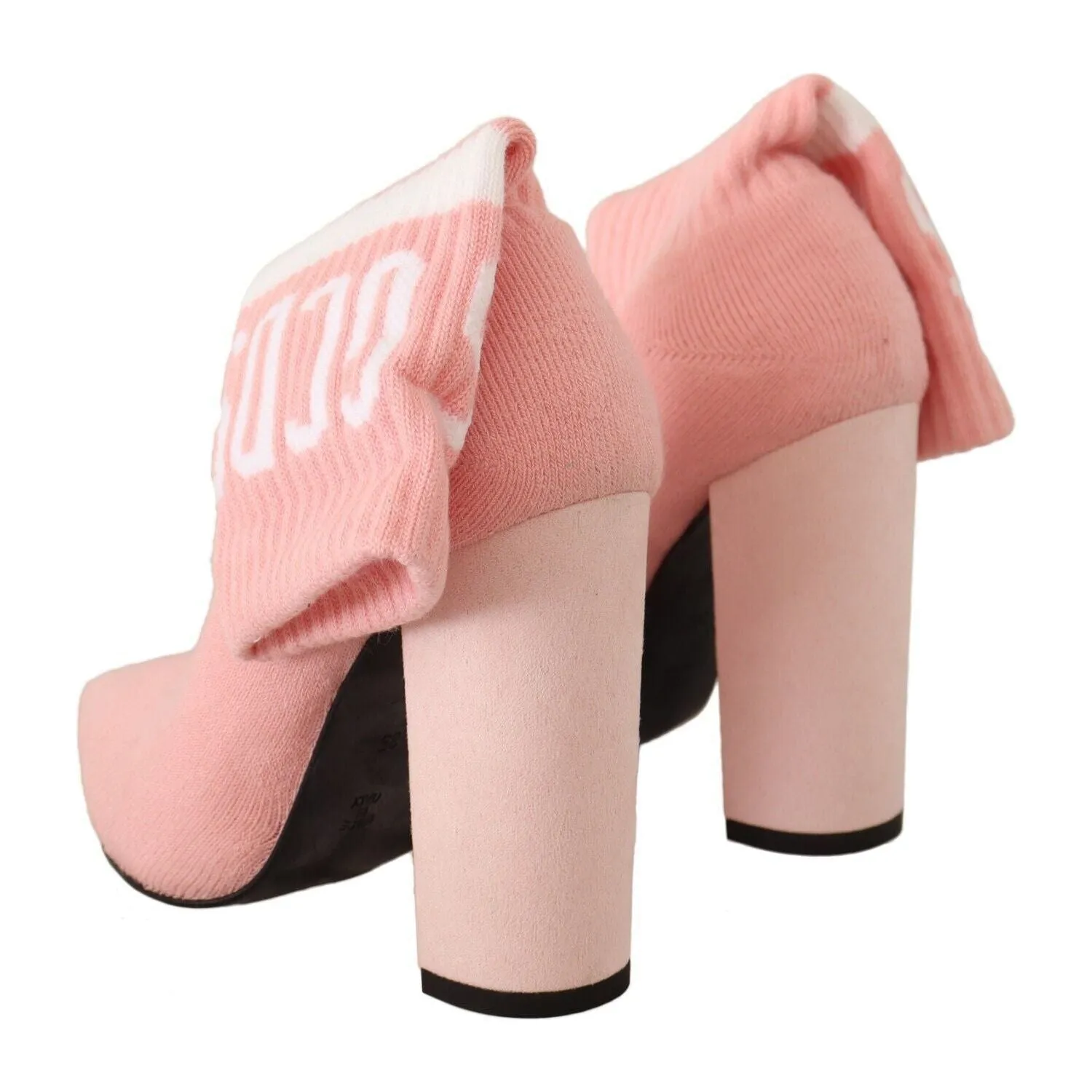 GCDS Chic Pink Suede Ankle Boots with Logo Socks