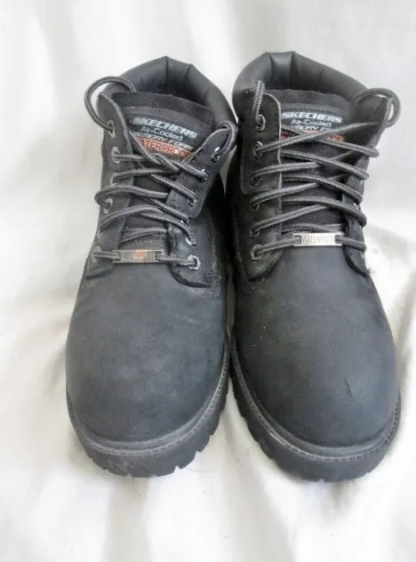 Mens SKECHERS Waterproof Leather Boot Shoe Trail Hiking 11 BLACK Trek Work