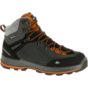 MEN'S WATERPROOF LEATHER HIGH TREKKING BOOTS - MT100 - SHARK