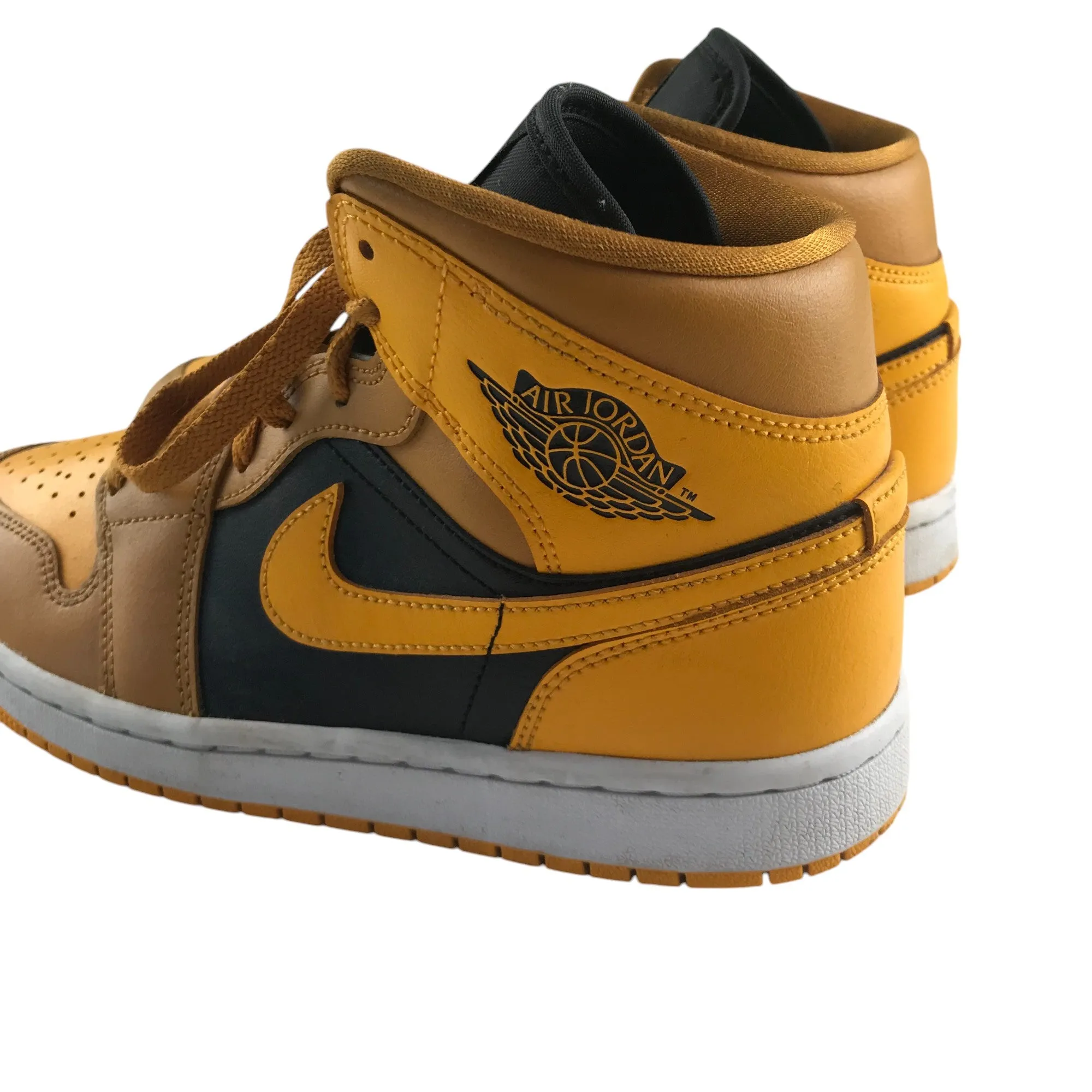 Nike Air Jordan trainers shoe size UK 4.5 yellow high tops sturdy with laces