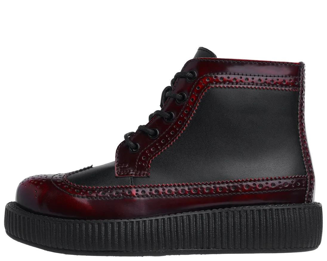 T.U.K Burgundy Rub Off brogue Wingtip Viva Low Creeper Boot