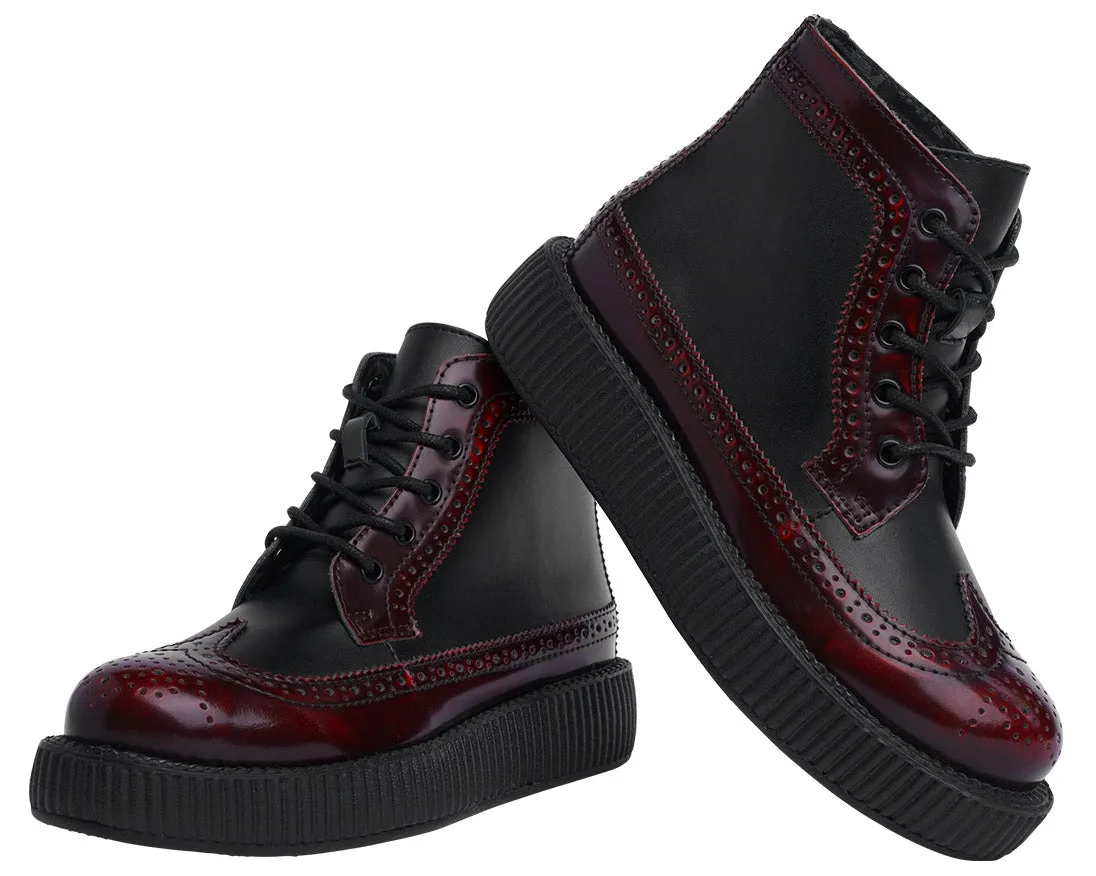 T.U.K Burgundy Rub Off brogue Wingtip Viva Low Creeper Boot