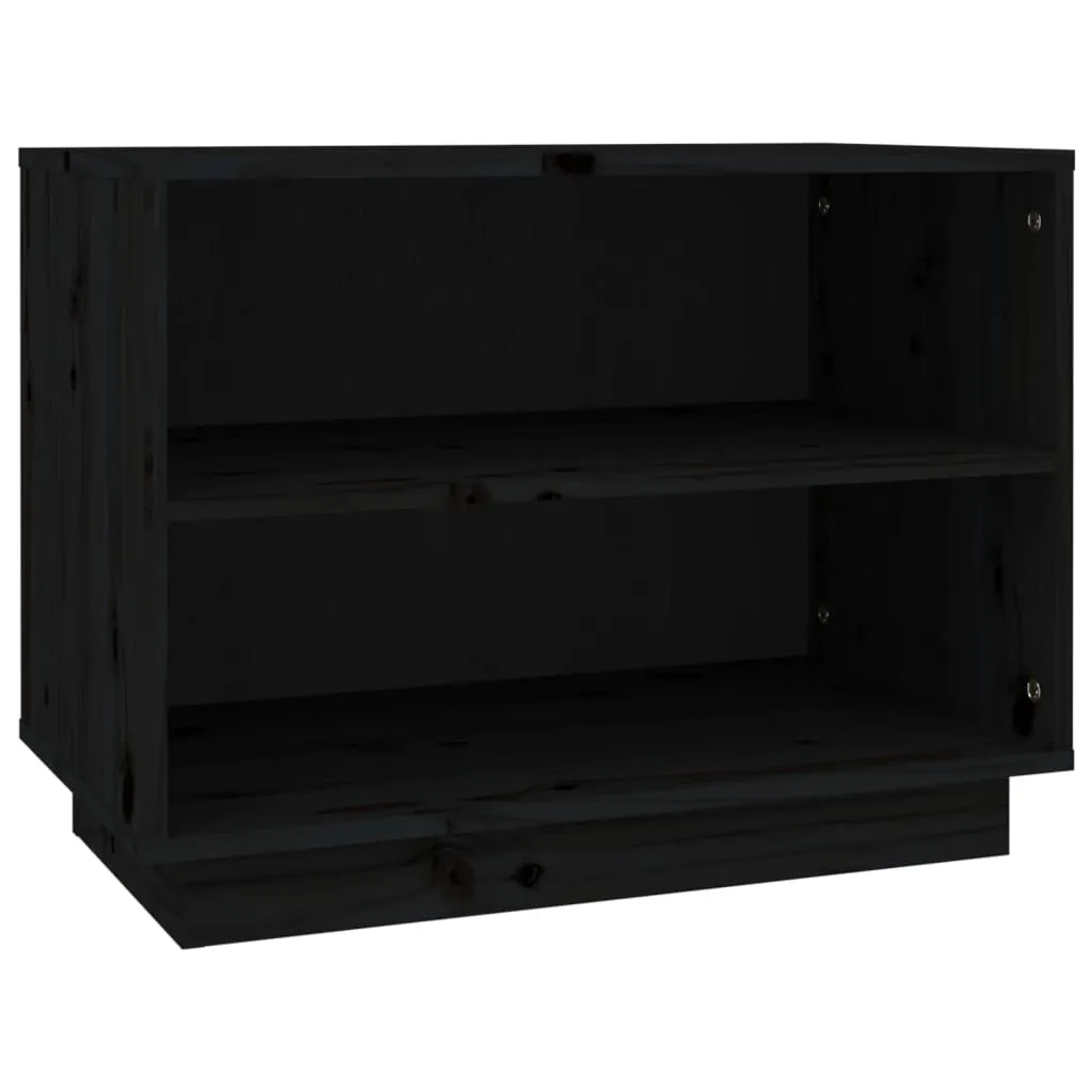 vidaXL Shoe Cabinet Black 60x34x45 cm Solid Wood Pine