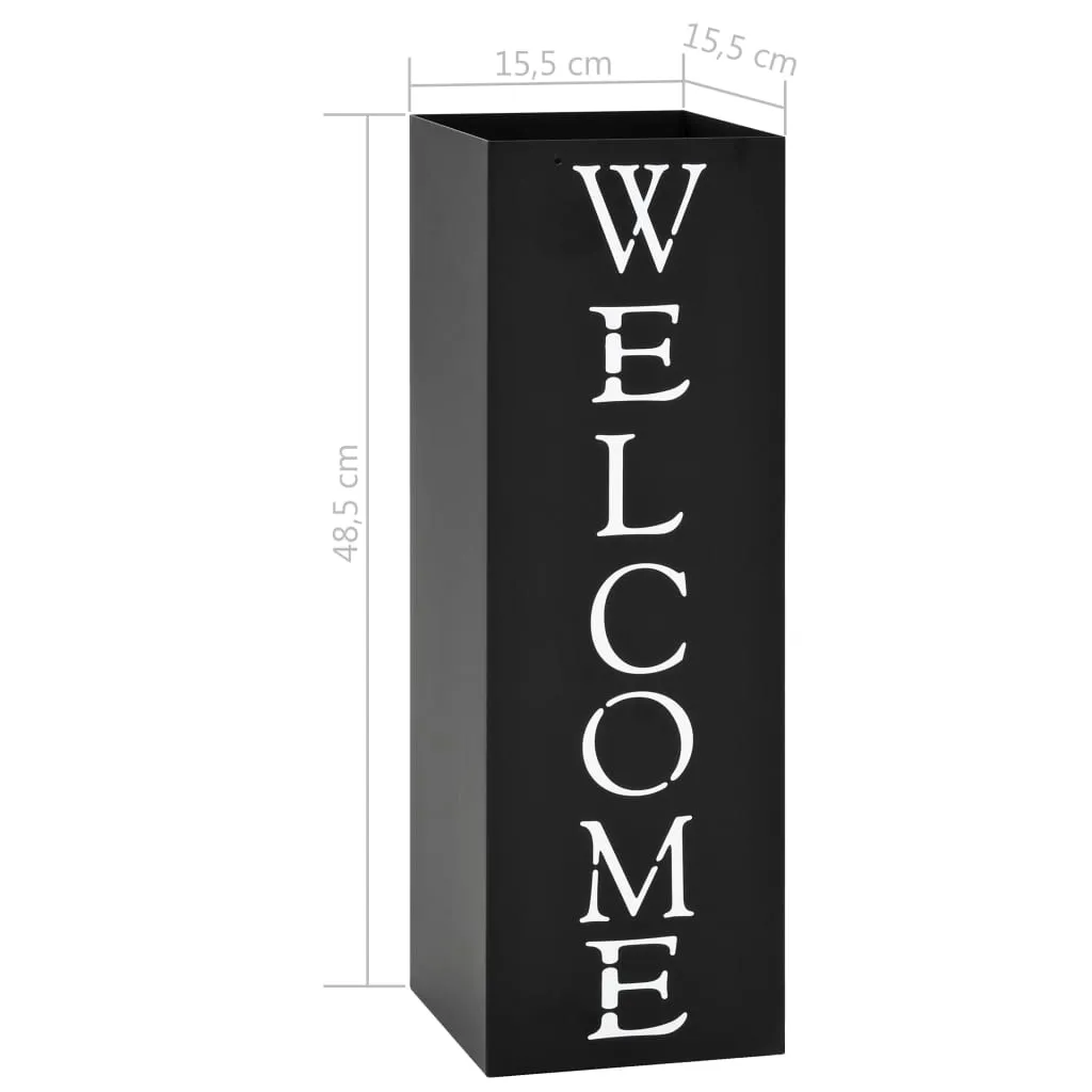 vidaXL Umbrella Stand Welcome Steel Black