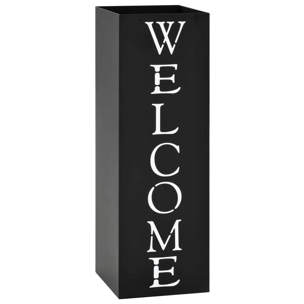 vidaXL Umbrella Stand Welcome Steel Black