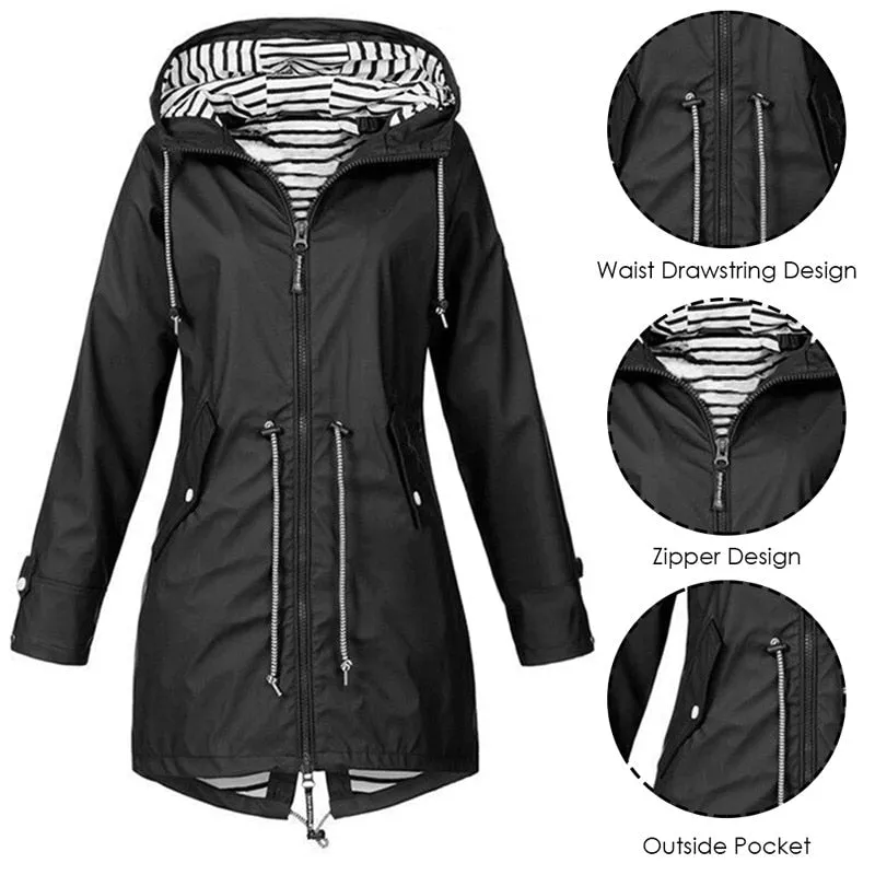 Women Raincoat Waterproof Outdoor Jacket