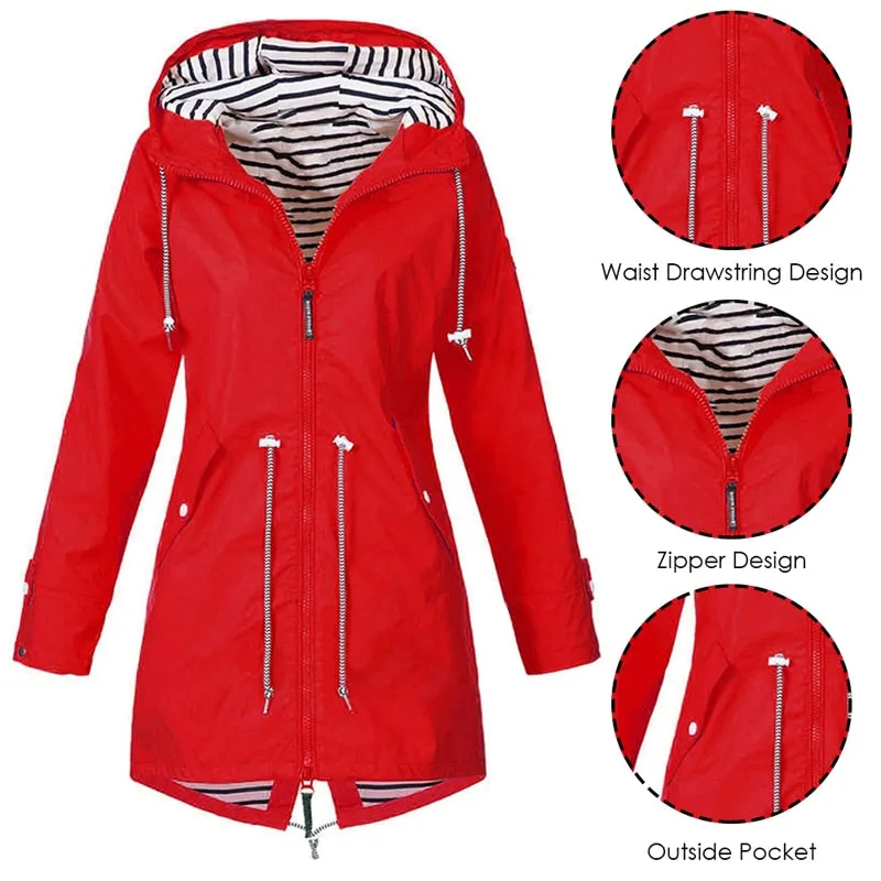 Women Raincoat Waterproof Outdoor Jacket