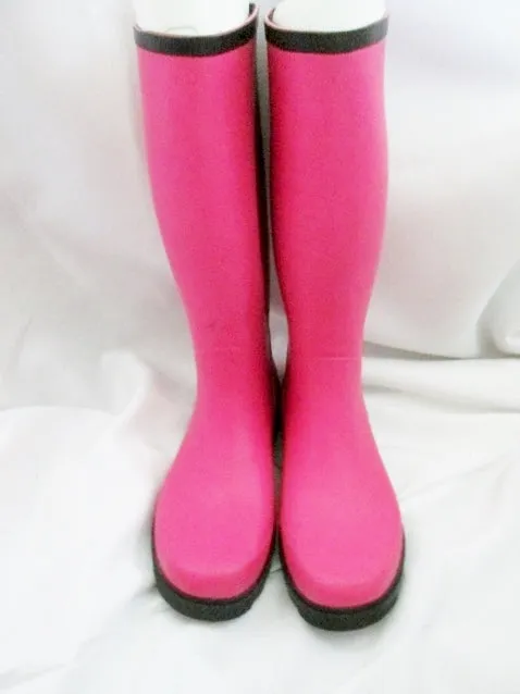 Womens DIRTY LAUNDRY Wellies Rain Boots Rainboots Puddle Jumpers PINK BOW 8 BLACK