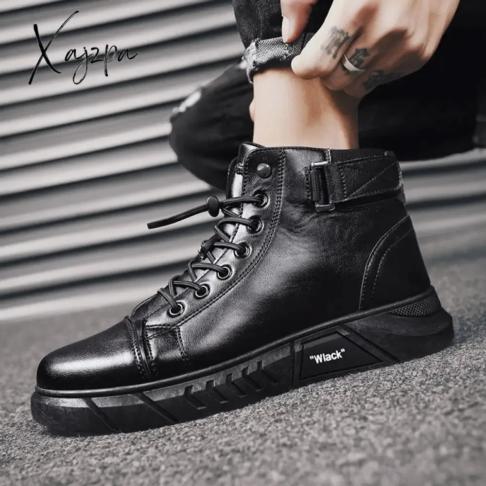 Xajzpa - New Trend Men's Martin Boots Fashionable and Comfortable Warm Men's Shoes Fashionable All-match Casual Boots