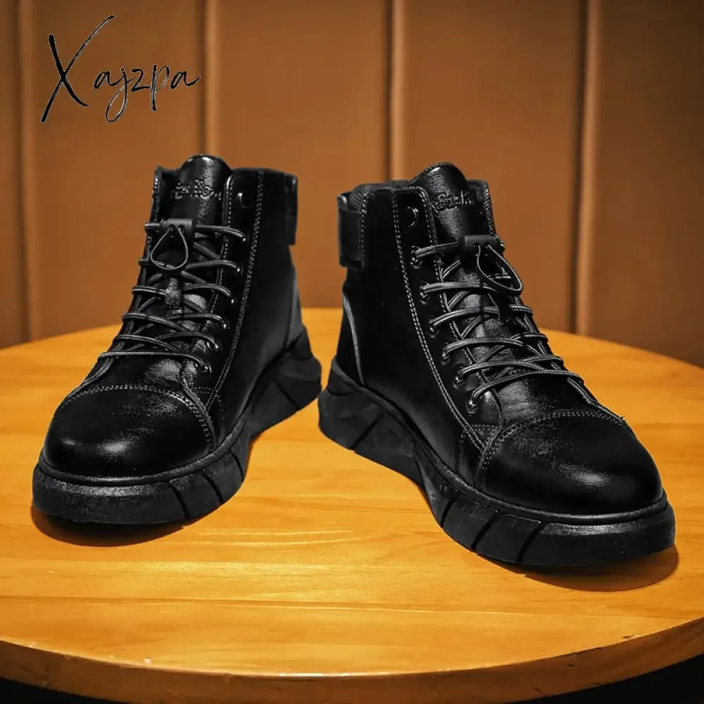 Xajzpa - New Trend Men's Martin Boots Fashionable and Comfortable Warm Men's Shoes Fashionable All-match Casual Boots