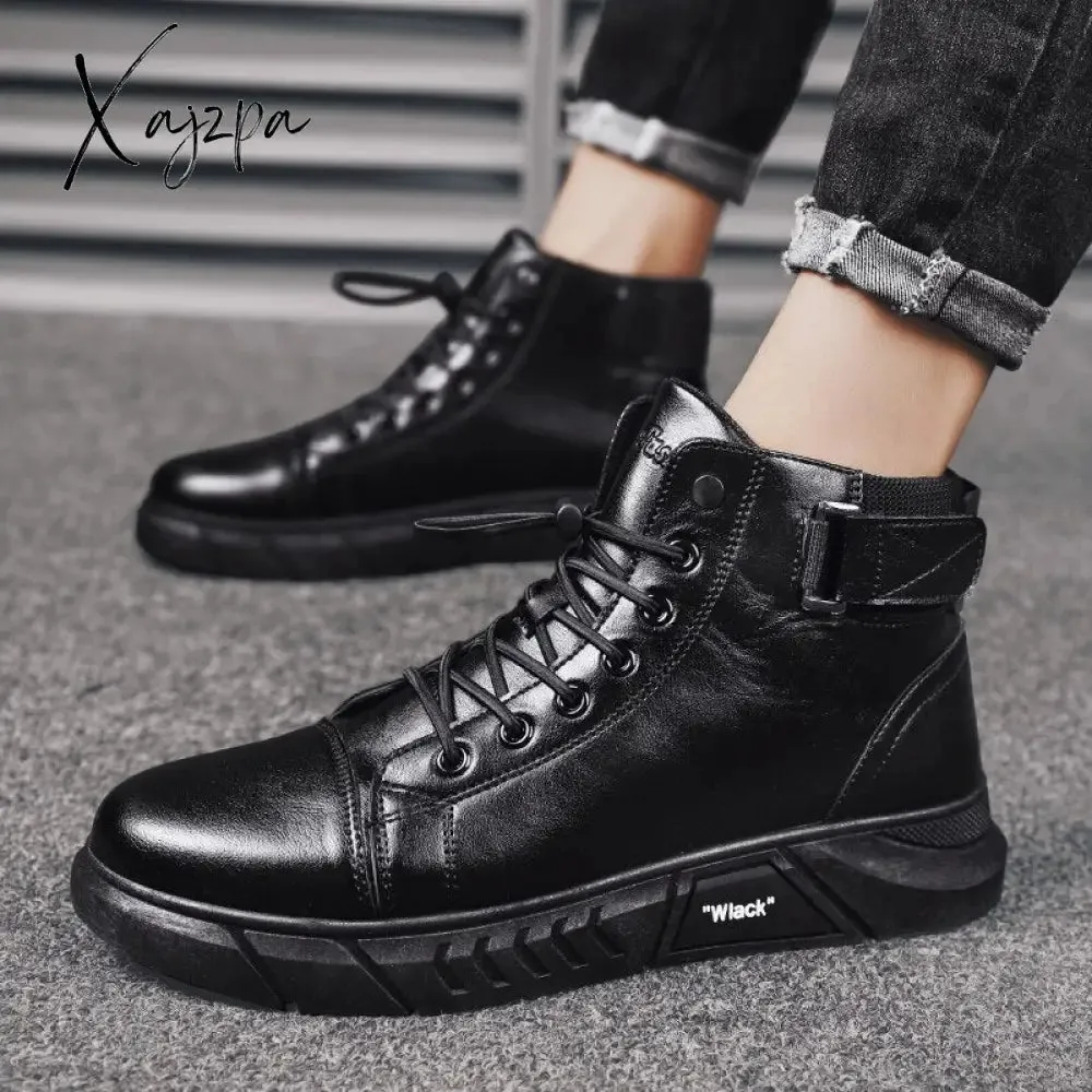 Xajzpa - New Trend Men's Martin Boots Fashionable and Comfortable Warm Men's Shoes Fashionable All-match Casual Boots